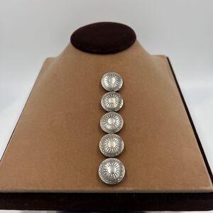 Set Of 5 Sterling Silver Button Covers Western Native American Snap On